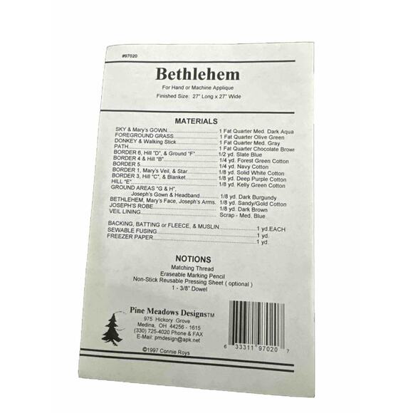 PINE MEADOWS DESIGNS 27” X 27” CROSS STITCH INSTRUCTIONS 1997 BETHLEHEM #97020 - Picture 2 of 3